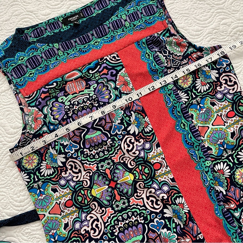Premise Dress PL Shift Sleeveless Kaleidoscope Print Tie Belt - Picture 10 of 15